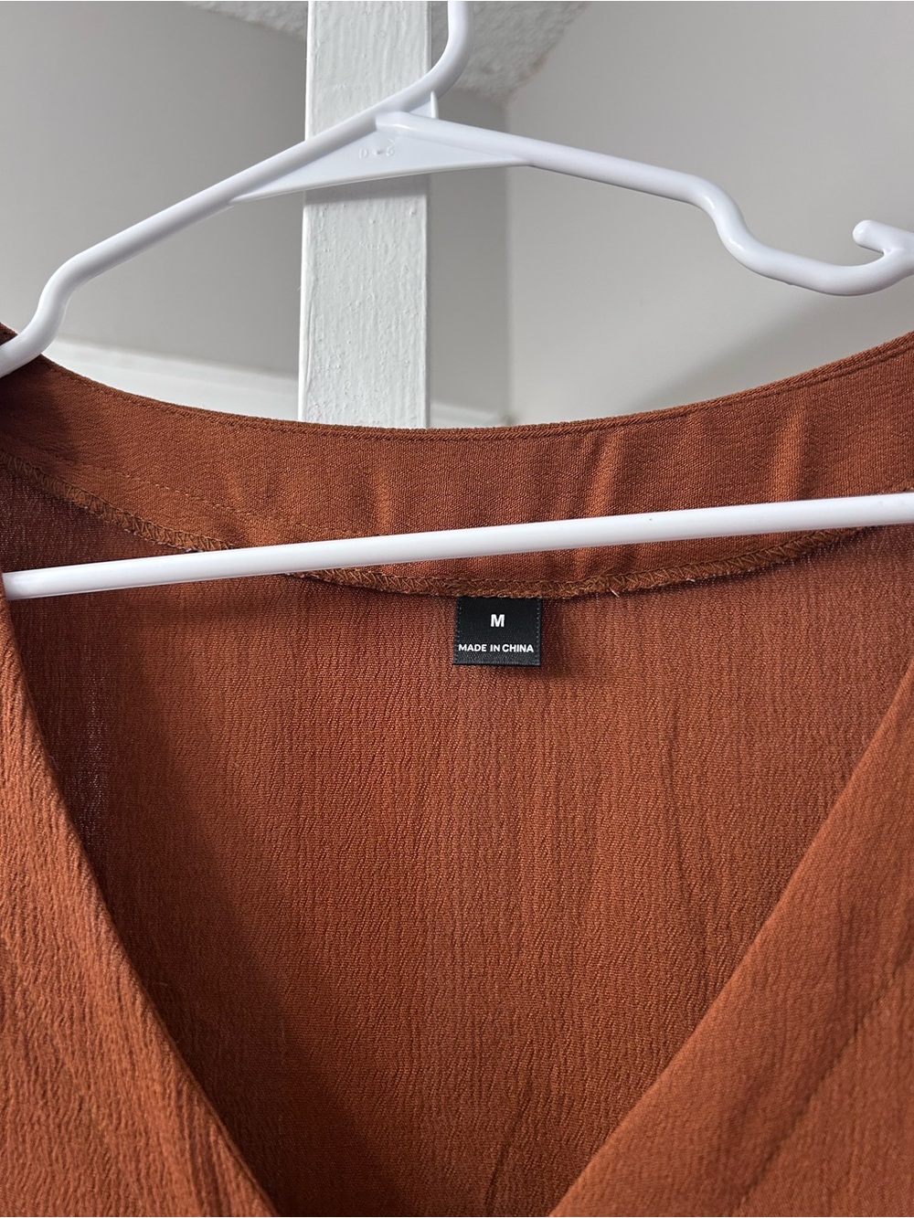 SHEIN Rust Button-Front V-Neck Blouse - Picture 2 of 2